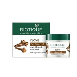CLOVE, Oil Control Anti-Blemish Face Pack, Biotique (ГВОЗДИКА, Маска для лица против прыщей, для жирной, склонной к акне кожи, Биотик), 75 г. - СРОК ГОДНОСТИ ДО 31 ИЮЛЯ 2025 ГОДА
