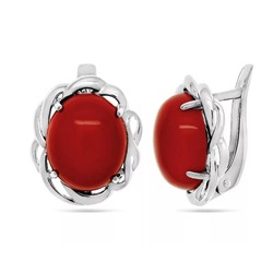 Серьги из серебра коралл, СПН4026
