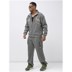 Спортивный костюм мужской демисезонный на флисе серого цвета 329Sr