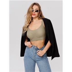 Топ бесшовный бескаркасный с вкладышами Lingeamo хаки ВТ-02 (125)