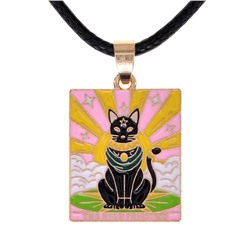Кулон Tarot ЧЕРНАЯ КОШКА ВЕРХОВНАЯ ЖРИЦА - The High Priestess, на шнуре (металл, размер 2,4*2 см.), 1 шт.