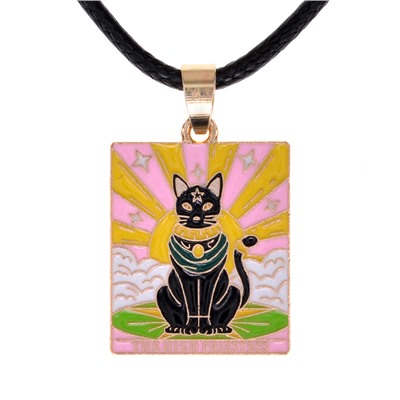 Кулон Tarot ЧЕРНАЯ КОШКА ВЕРХОВНАЯ ЖРИЦА - The High Priestess, на шнуре (металл, размер 2,4*2 см.), 1 шт.