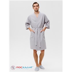 Вафельный халат Кимоно унисекс "Ромбы" серый В-12 (20)