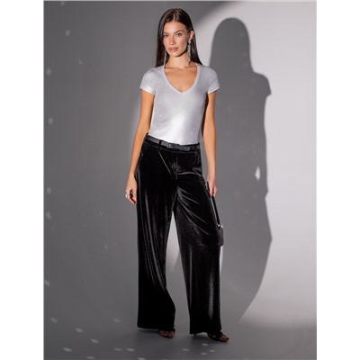 Брюки палаццо широкие из мягкого бархата
