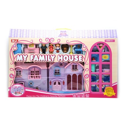 02 Кукольный домик My Family House (мебель+3 куколки+собака) 68*44см/коробка 80611 АКЦИЯ! СКИДКА 50%