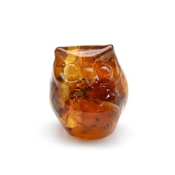 Фигурка Сова круглая с янтарем 31*31*35мм, 20,7г