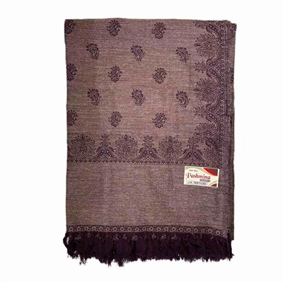 PASHMINA SHAWLS, Тёплый палантин с бахромой, цвет ФИОЛЕТОВЫЙ (размер 200 см. х 100 см.), 1 шт.