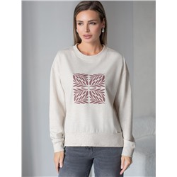 Свободный свитшот с принтом и разрезами из эластичного футера двухнитки без начеса