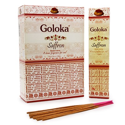 Goloka SAFFRON (Высококачественные индийские благовония Шафран, Голока), 15 г.