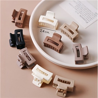 Набор мини-крабиков для волос 10 шт. прямоугольные матовые (Цвета микс)