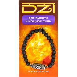Браслет DZI на резинке, с Лавовым камнем и Бусиной ДЗИ - ГЛАЗ ДРАКОНА №4 - для защиты и мощной силы (ручная работа), Giftman, 1 шт.