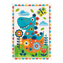 Раскраска для детей «Динозаврик» с кисточкой и красками