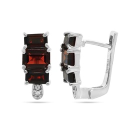 Серьги из серебра гранат, Мульти