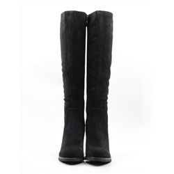 M19-673 BLACK Сапоги зимние женские (натуральная замша, натуральный мех (еврозима)) размер 36