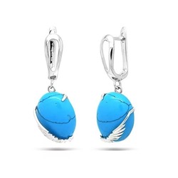 Серьги из серебра бирюза пресс., МЦВ019