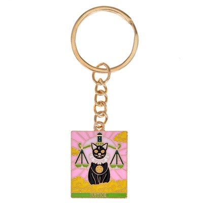 Брелок-амулет Tarot ЧЕРНАЯ КОШКА СПРАВЕДЛИВОСТЬ - Justice (металл, размер 2,4*2 см.), 1 шт.