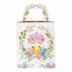 Коробка для кулича без окна "С Пасхой" 15*15*18 см