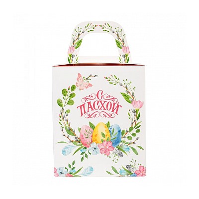 Коробка для кулича без окна "С Пасхой" 15*15*18 см