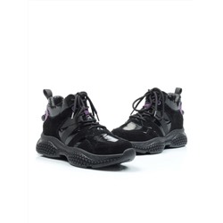 CSJ33-2 VIOLET/BLACK Ботинки спортивные демисезонные женские (натуральная замша, байка) размер 36