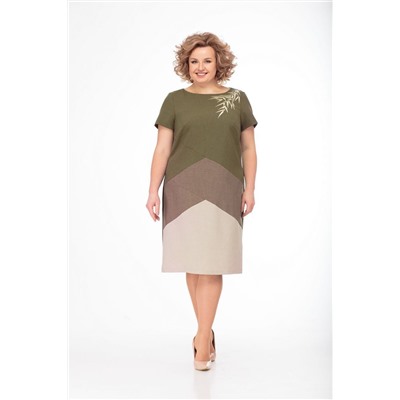Anelli 470 зеленый+кофе, Платье
