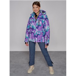 Горнолыжная куртка женская зимняя фиолетового цвета 2302-2F