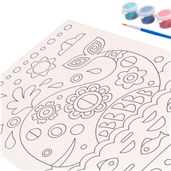 Раскраска для детей «Кит» с кисточкой и красками