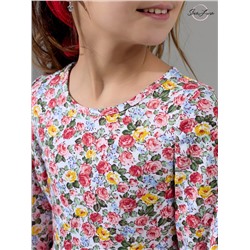 Платье Моана цветные розы на пудре