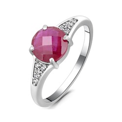Кольцо, 1 рубин корунд круг 7 мм/1.42 ct, Звезда