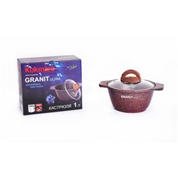 Кастрюля 1л со стекл. крышкой, АП линия "Granit ultra" (Red) кга12а