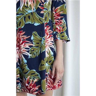 ARTiMODA 321-10 синий_принт_цветы, Платье