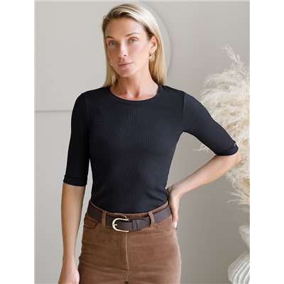 Футболка из трикотажа в широкий рубчик