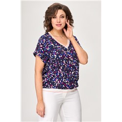 T&N 7395 цветные_камушки/белый, Брюки,  Блуза