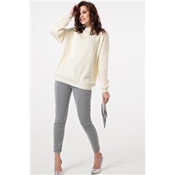 Джемпер вязаный свободный из хлопка с длинным рукавом ванильный