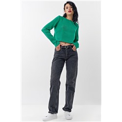 Джемпер укороченный из хлопка ярко-зеленый