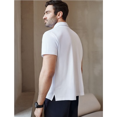 Поло из фактурного хлопка с эластаном