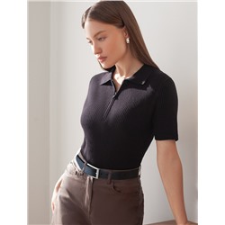 Джемпер-поло с застежкой на молнии из хлопка с кашемиром