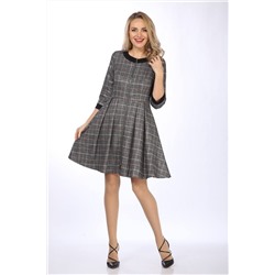 Lady Style Classic 1728 серый_с_розово-желтой_клеткой, Платье