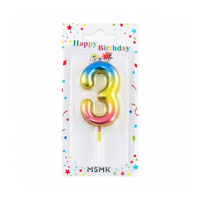 Свеча для торта "Цифра 3", с градиентом 6 см