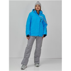 Горнолыжная куртка женская зимняя синего цвета 7017S