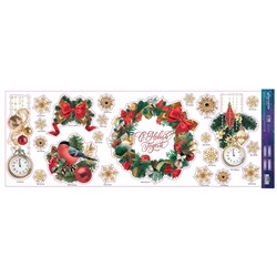 Виниловые наклейки на окна «Новогодний венок», многоразовые, 70 × 25 см