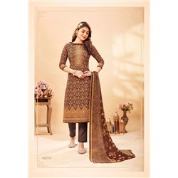 PUNJABI KUDI Long Kurti Suit - Купон для пошива костюма, цвет КОРИЧНЕВЫЙ (отрез ткани для пошива Длинной туники (курты), штанов и накидки), Shiv Gori, 1 шт.