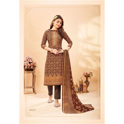 PUNJABI KUDI Long Kurti Suit - Купон для пошива костюма, цвет КОРИЧНЕВЫЙ (отрез ткани для пошива Длинной туники (курты), штанов и накидки), Shiv Gori, 1 шт.