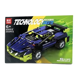 Конструктор TECHNOLOGY CREATE Спортивная машина синяя 250дет. 34*24см / 8350-2