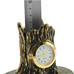 Часы карандашница из бронзы на подставке из змеевика, 110*75*90мм