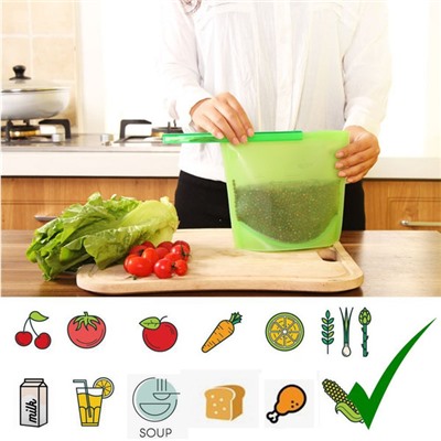 Силиконовый герметичный пакет-контейнер для хранения продуктов, 1 л