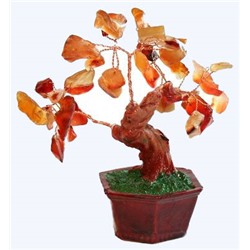 Статуэтка ДЕРЕВО СЧАСТЬЯ с камнем СЕРДОЛИК - дерево изобилия и семейного счастья (высота 11 см), 1 шт.