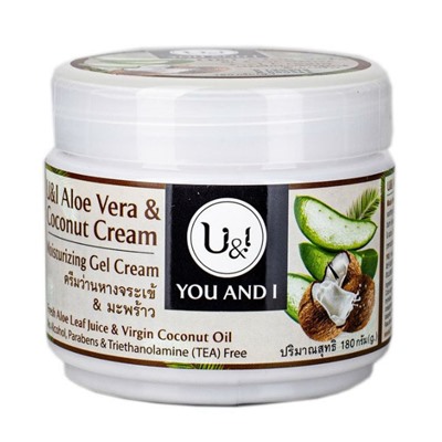 U&I ALOE VERA & COCONUT CREAM Moisturizing Gel Cream (АЛОЭ ВЕРА ГЕЛЬ С КОКОСОВЫМ КРЕМОМ), 180 г.