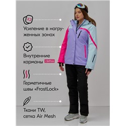 Горнолыжный костюм женский зимний фиолетового цвета 016F