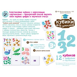 Набор пластиковых кубиков с картинками для обучения «Учимся считать» (12 штук)