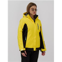 Горнолыжная куртка женская зимняя желтого цвета 027J